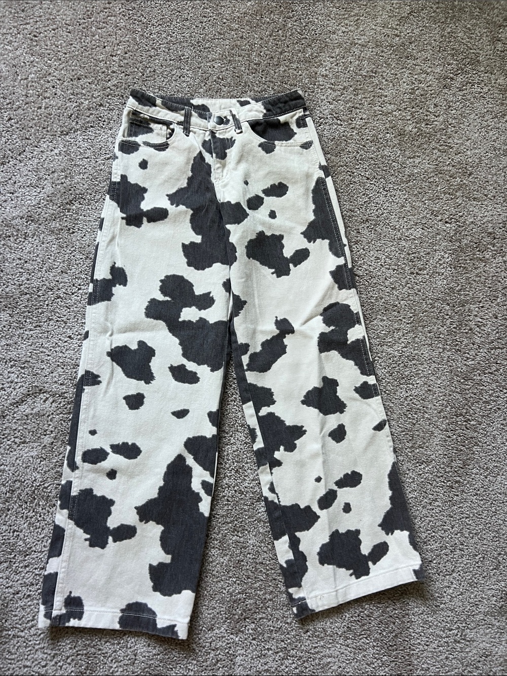 wild fable Black & cream Cow-Print Wide Leg Jeans